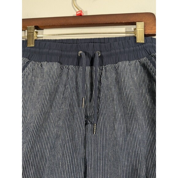 Athleta Pants Women 0 Bali Blue Striped Linen Cropped Relaxed Jogger Lagenlook - Picture 5 of 10